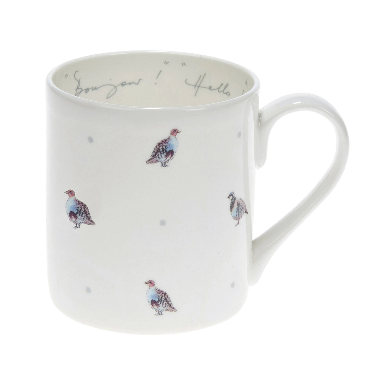 Große Tasse mit Rebhuhn