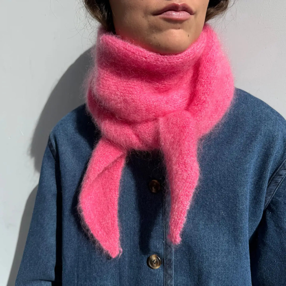 Mohair Dreieckstuch Hot Pink