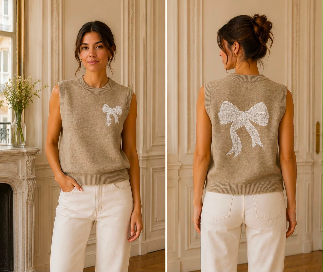 Pullunder mit Schleife - Beige