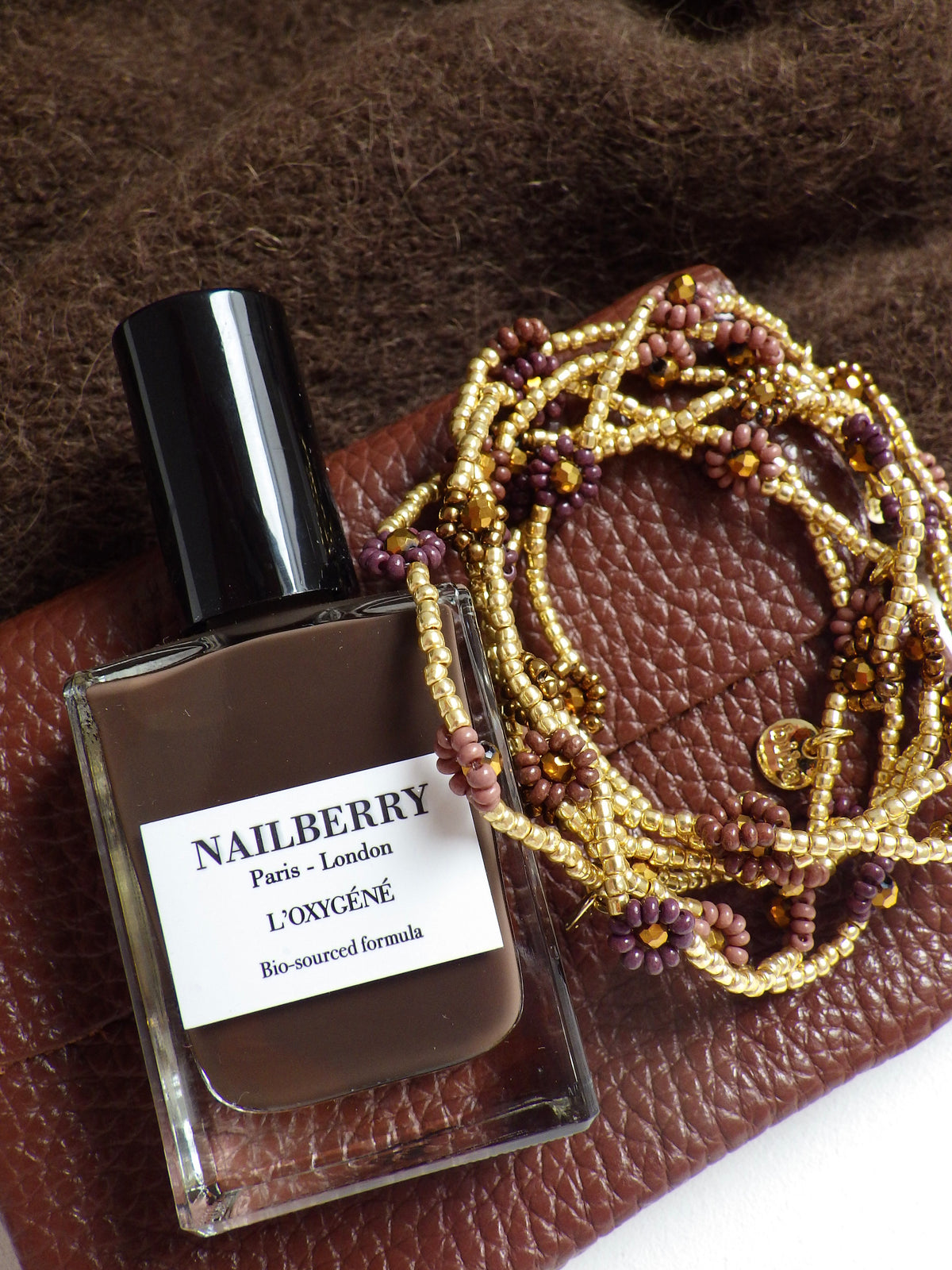 ⭐️ Armband mit Blümchen - Schoko/Aubergine
