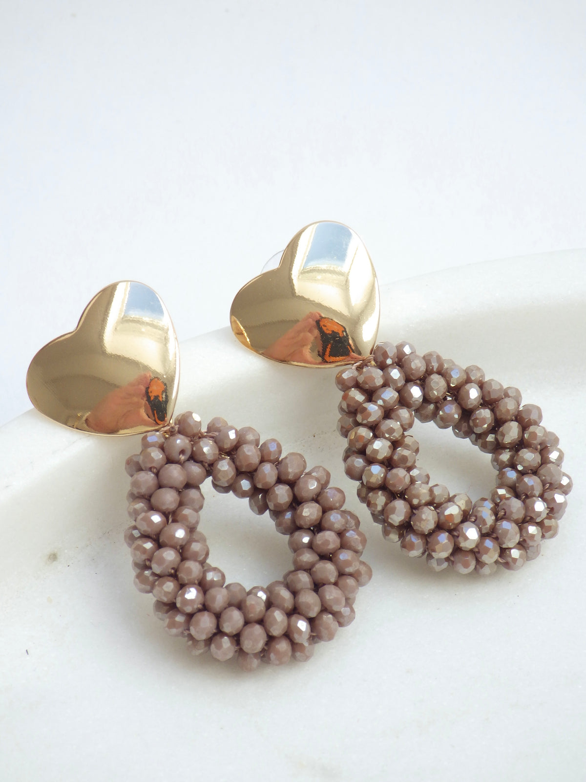 SALE ⭐️ Ohrring - Perlen mit Herz Braun