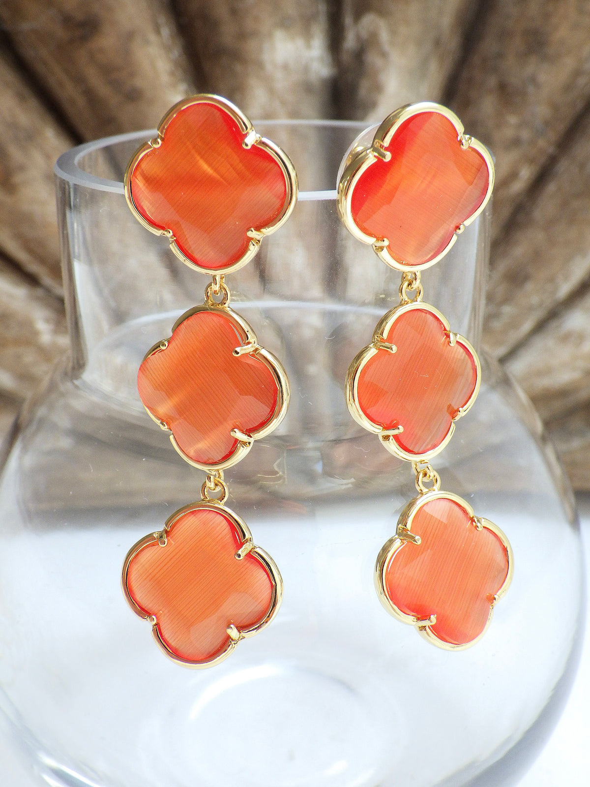 SALE - Ohrringe Orange Glücksklee #6