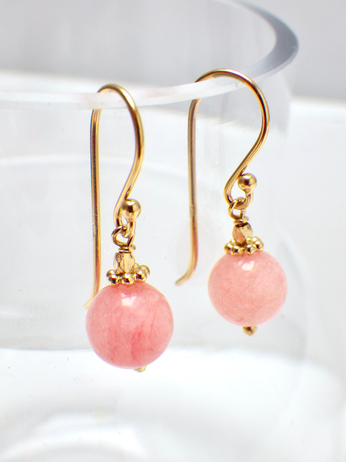 SALE - Ohrringe Kleiner rosa Hänger Echtstein #20