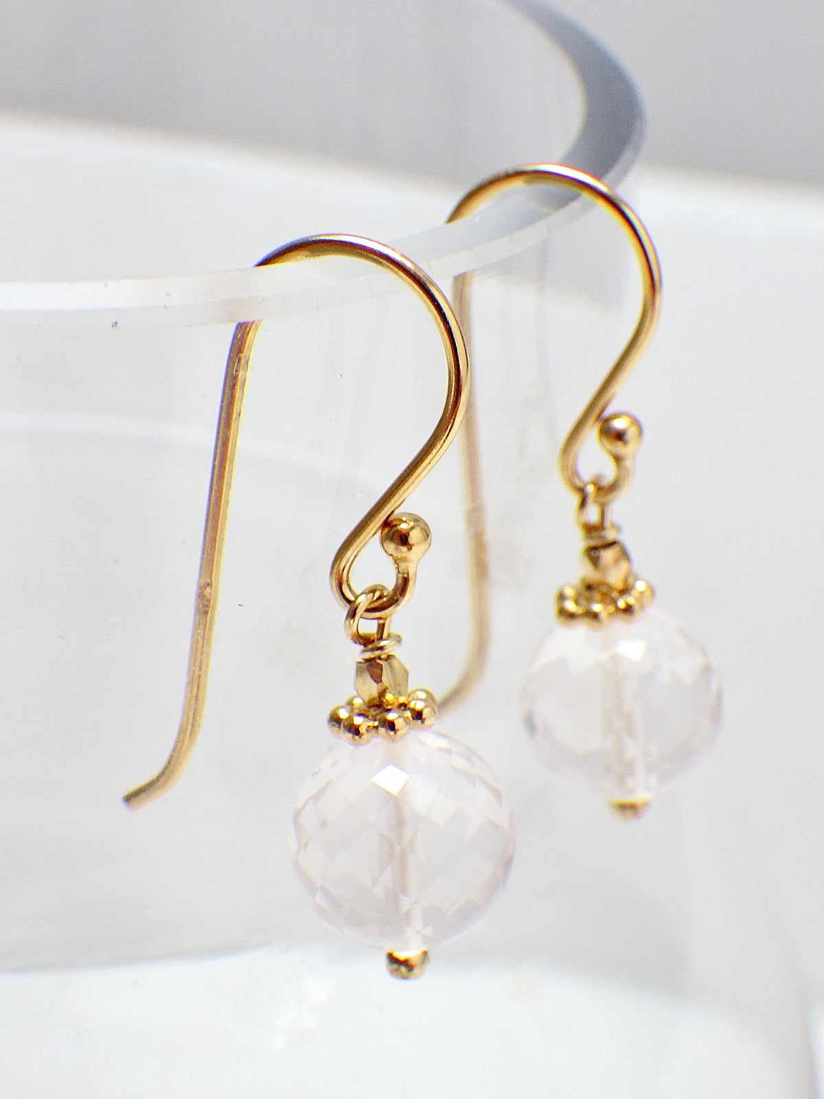 SALE - Ohrringe Kleiner transparenter Hänger/Gold Echtstein #20