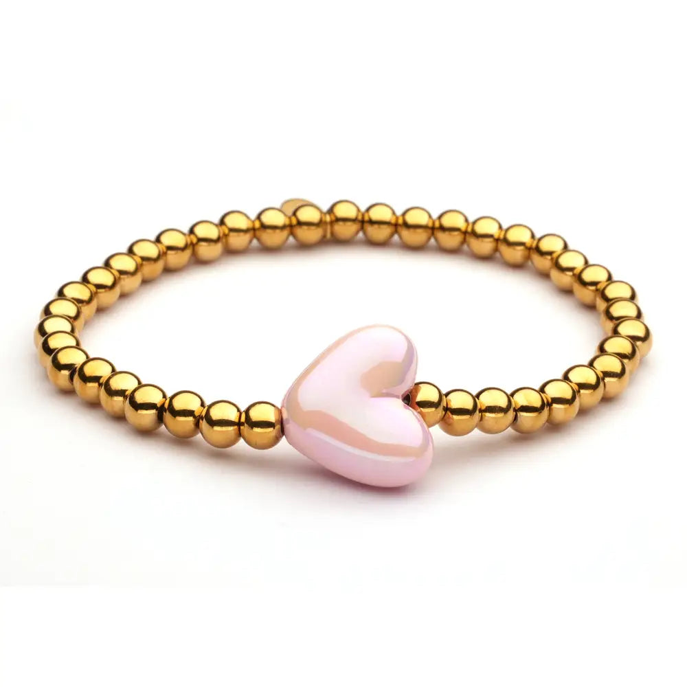 SALE -Armband - Gold mit Rosa Herz