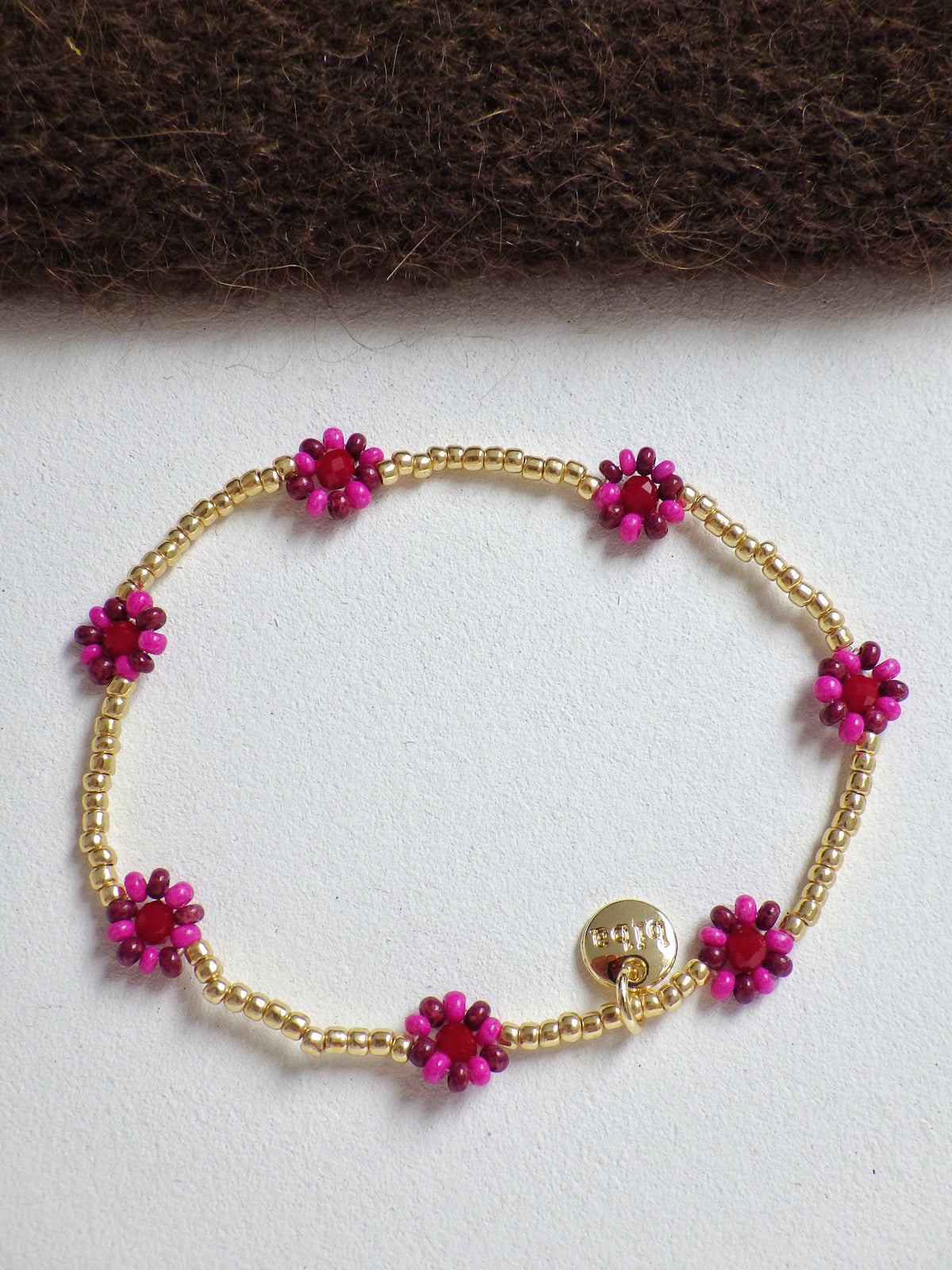 ⭐️ Armband mit Blümchen - Pink/Aubergine