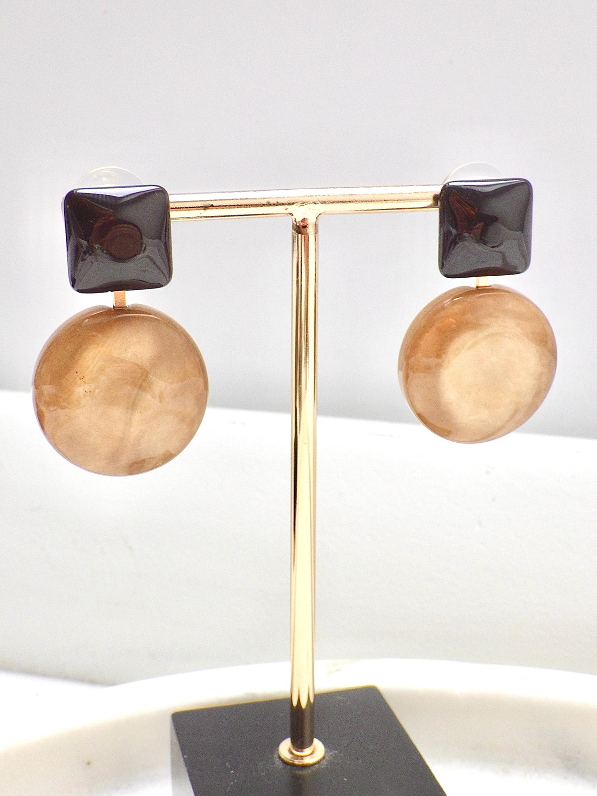 Biba Herbstohrring - Lolli Dunkelbraun/Beige