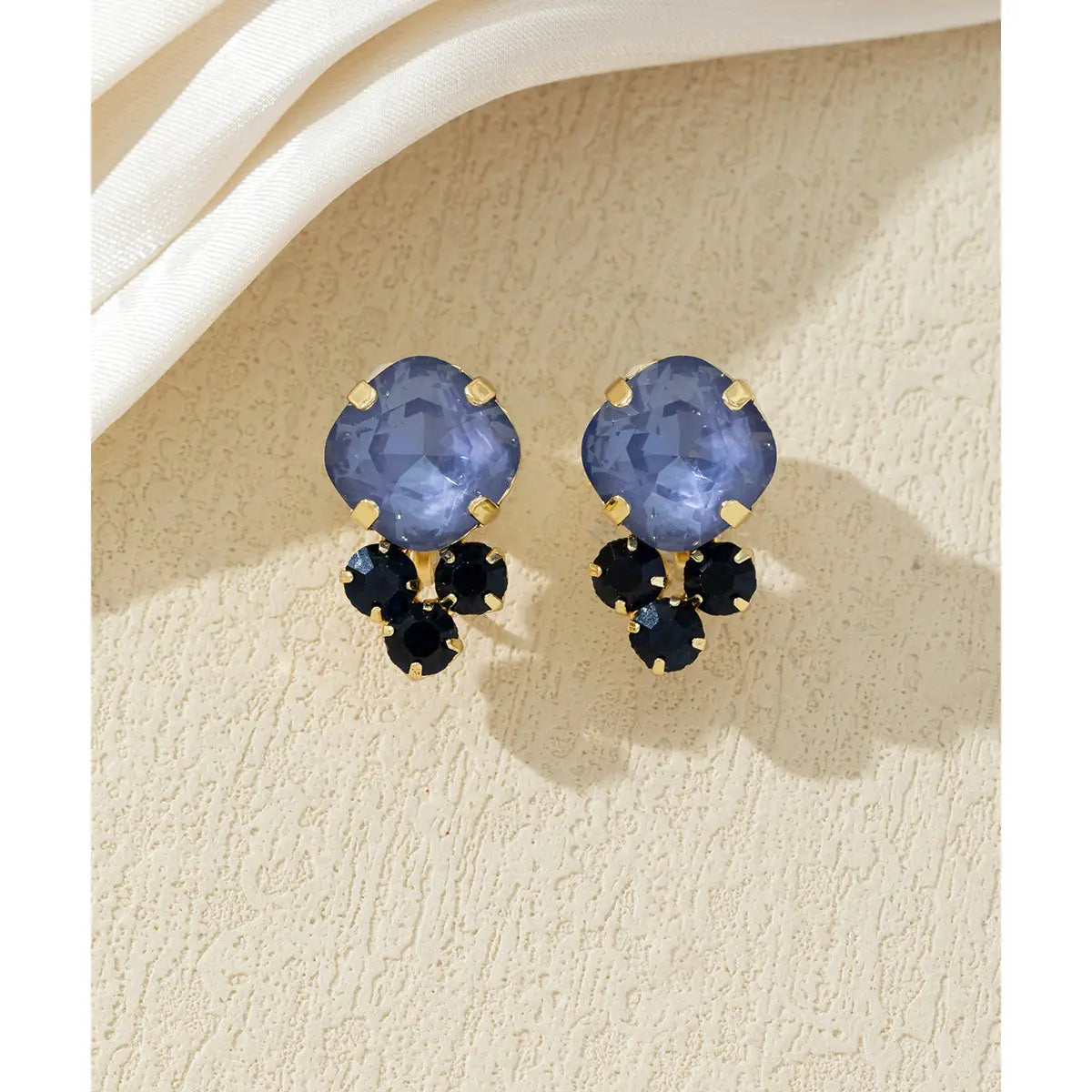 Clip - Rund mit drei Steinen - Blau