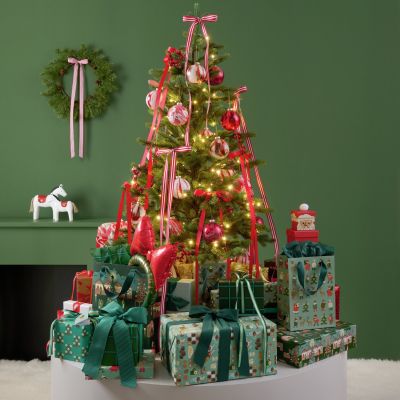Geschenke Webband - Rot-Weiss gestreift - Extra Breit