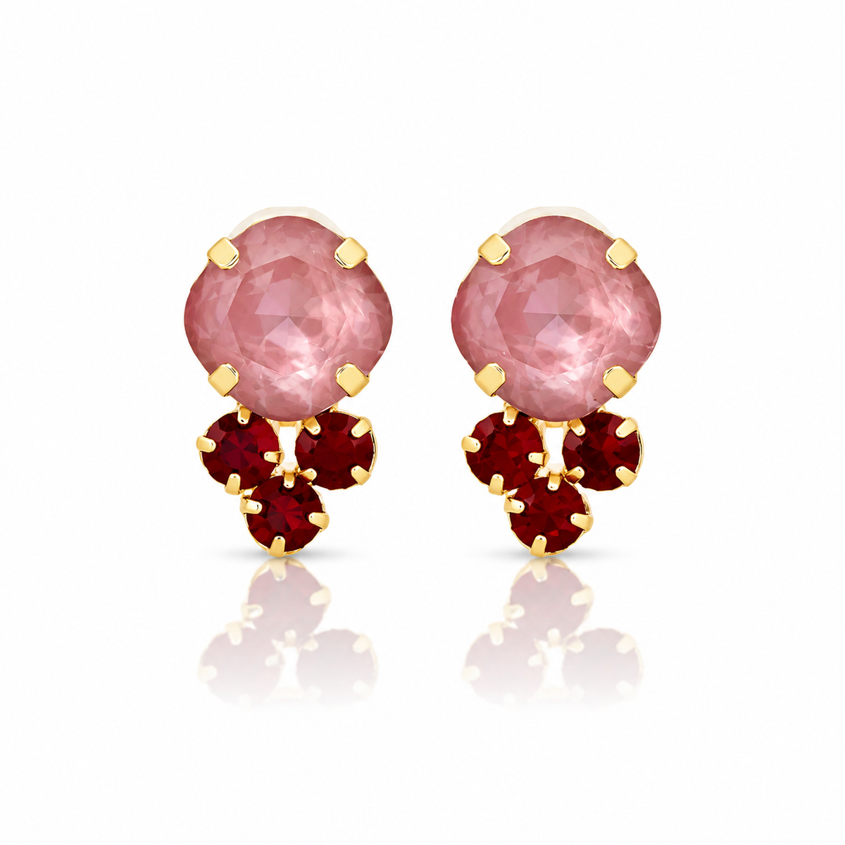 Clip - Rund mit drei Steinen - Pink