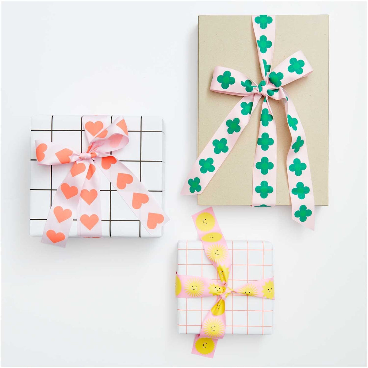 Geschenke Webband - Rosa-Rot Herz