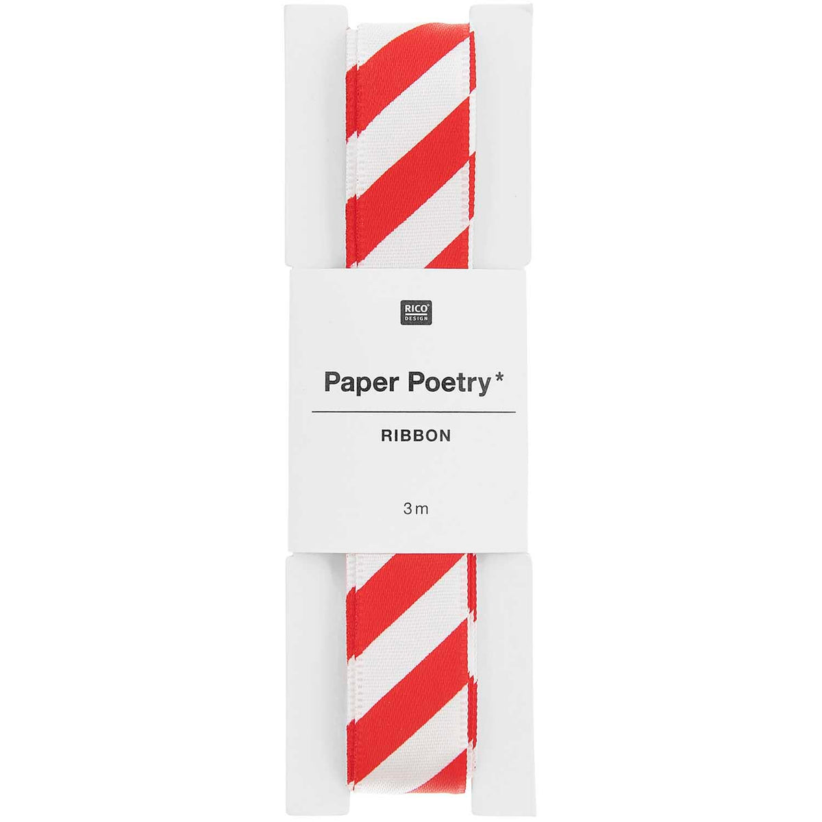 Paper Poetry Satinband - Rot-Weiss gestreift - Schmal