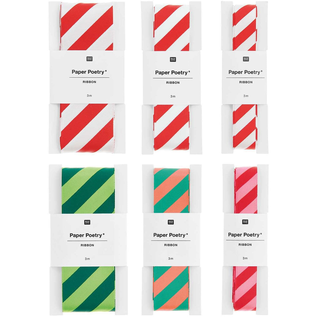 Paper Poetry Satinband - Rot-Weiss gestreift - Schmal