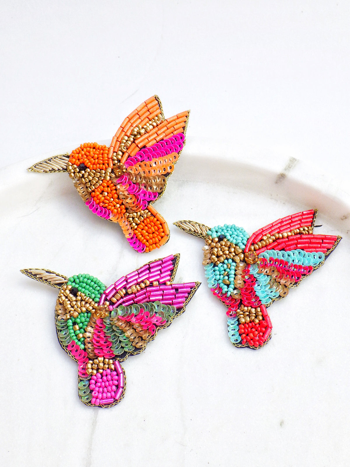 Kolibri - Brosche Pink/Orange
