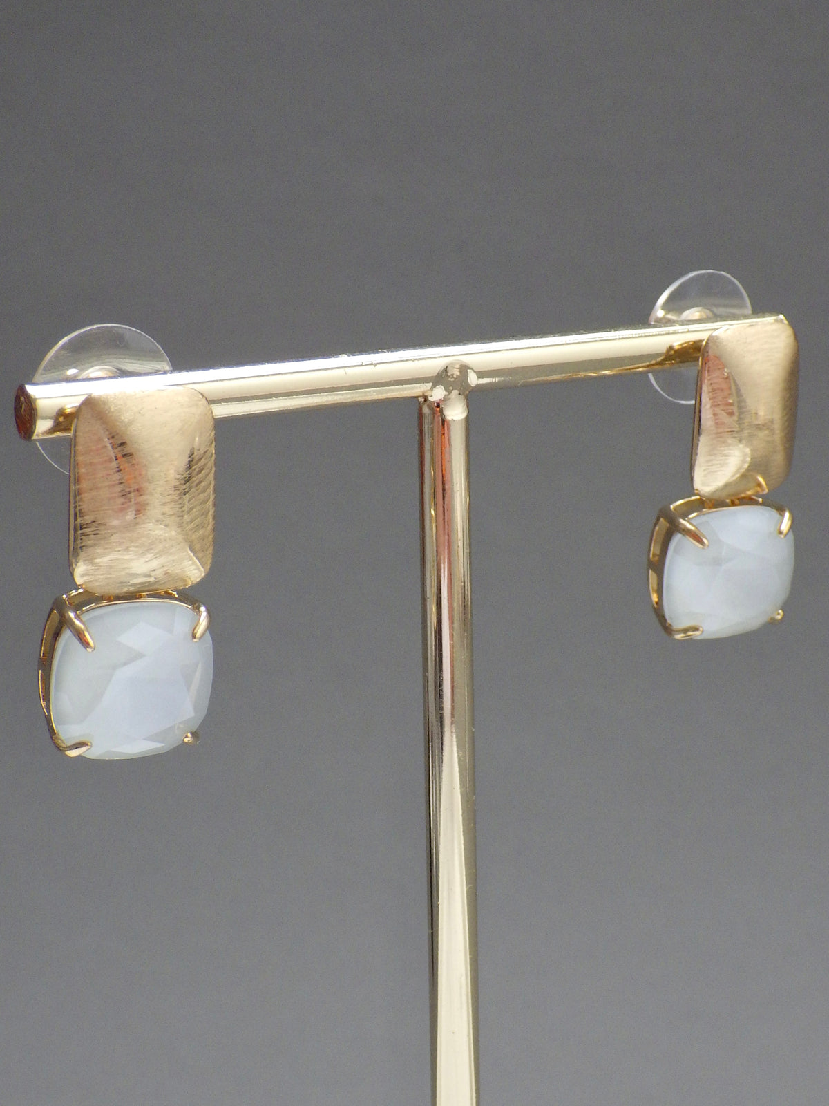 SALE ⭐️ Klassik 2 - Ohrringe - Stecker Gold - Hellblaugrau
