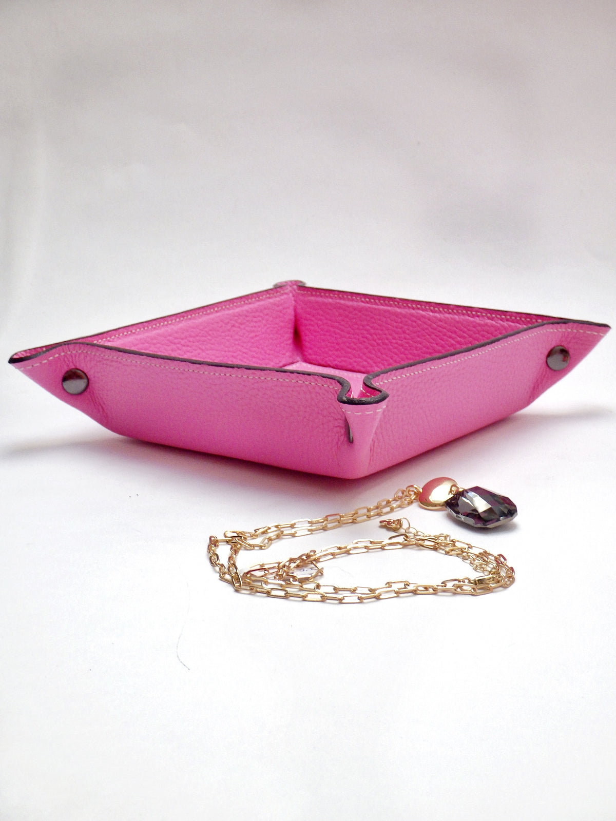 Lederschale/Taschenleerer - Pink
