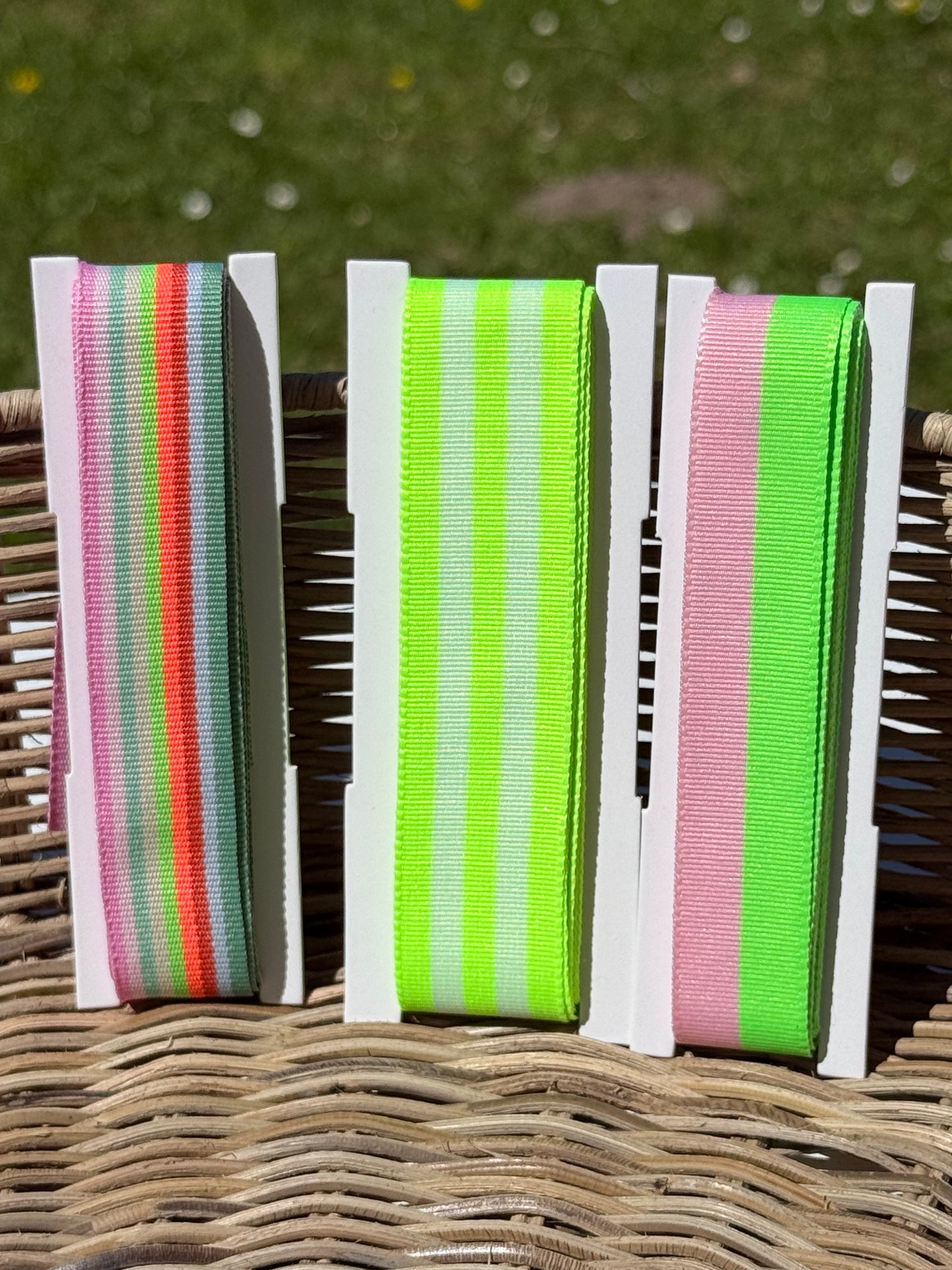 Geschenke Webband - Neongrün gestreift