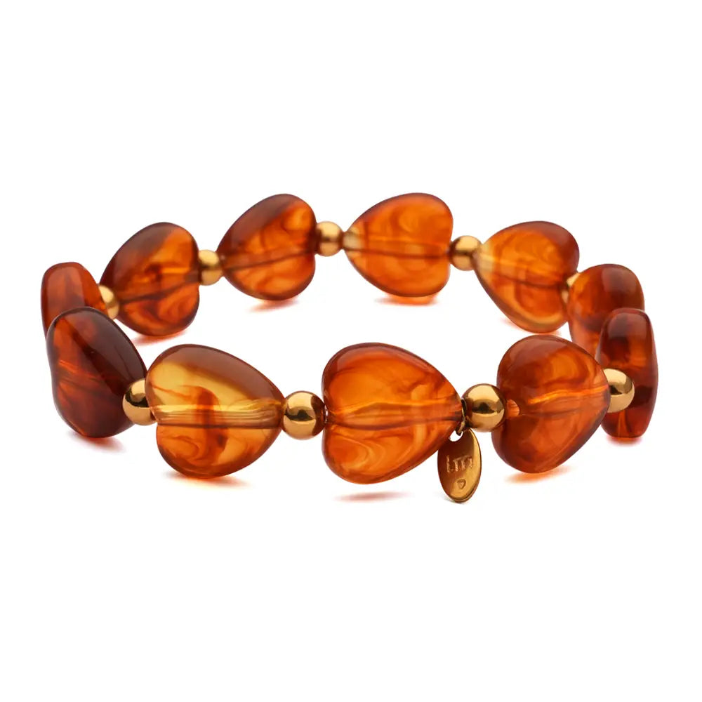 SALE - Lot 83 - Armband Transparente Herzen Braun