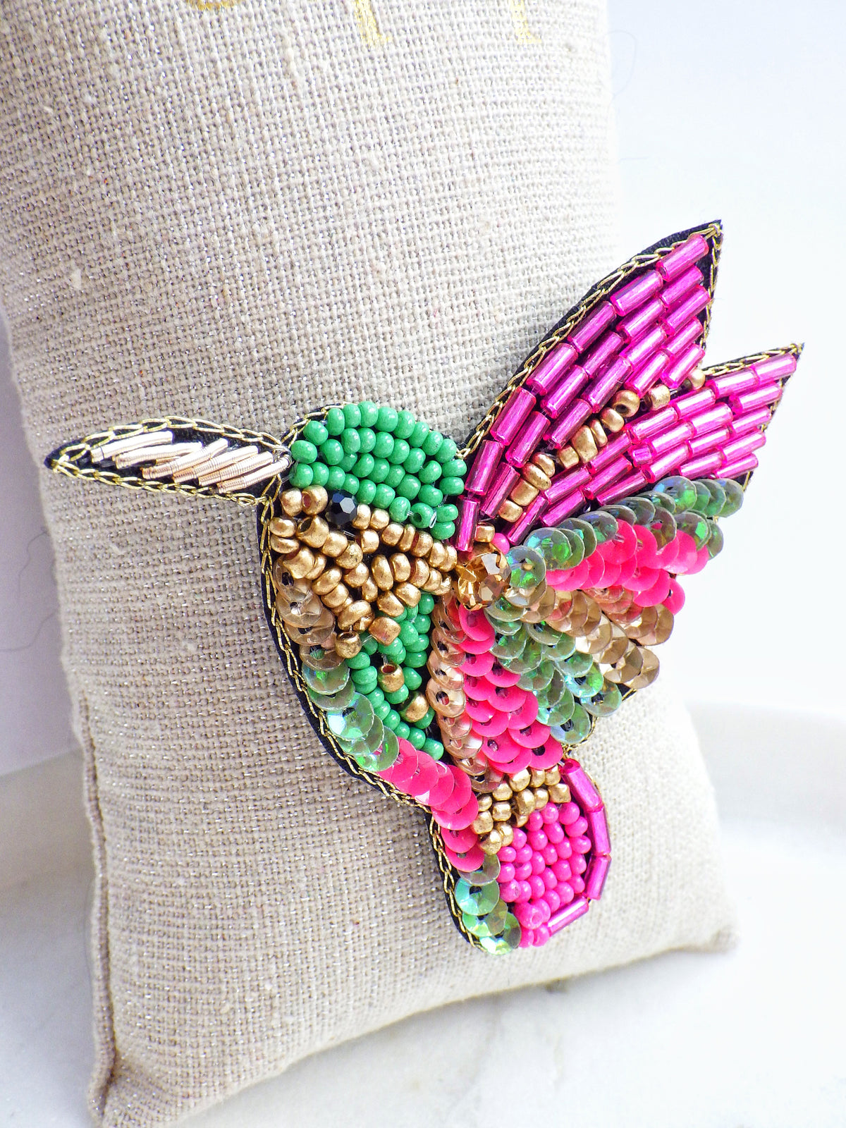Kolibri - Brosche Pink/Grün