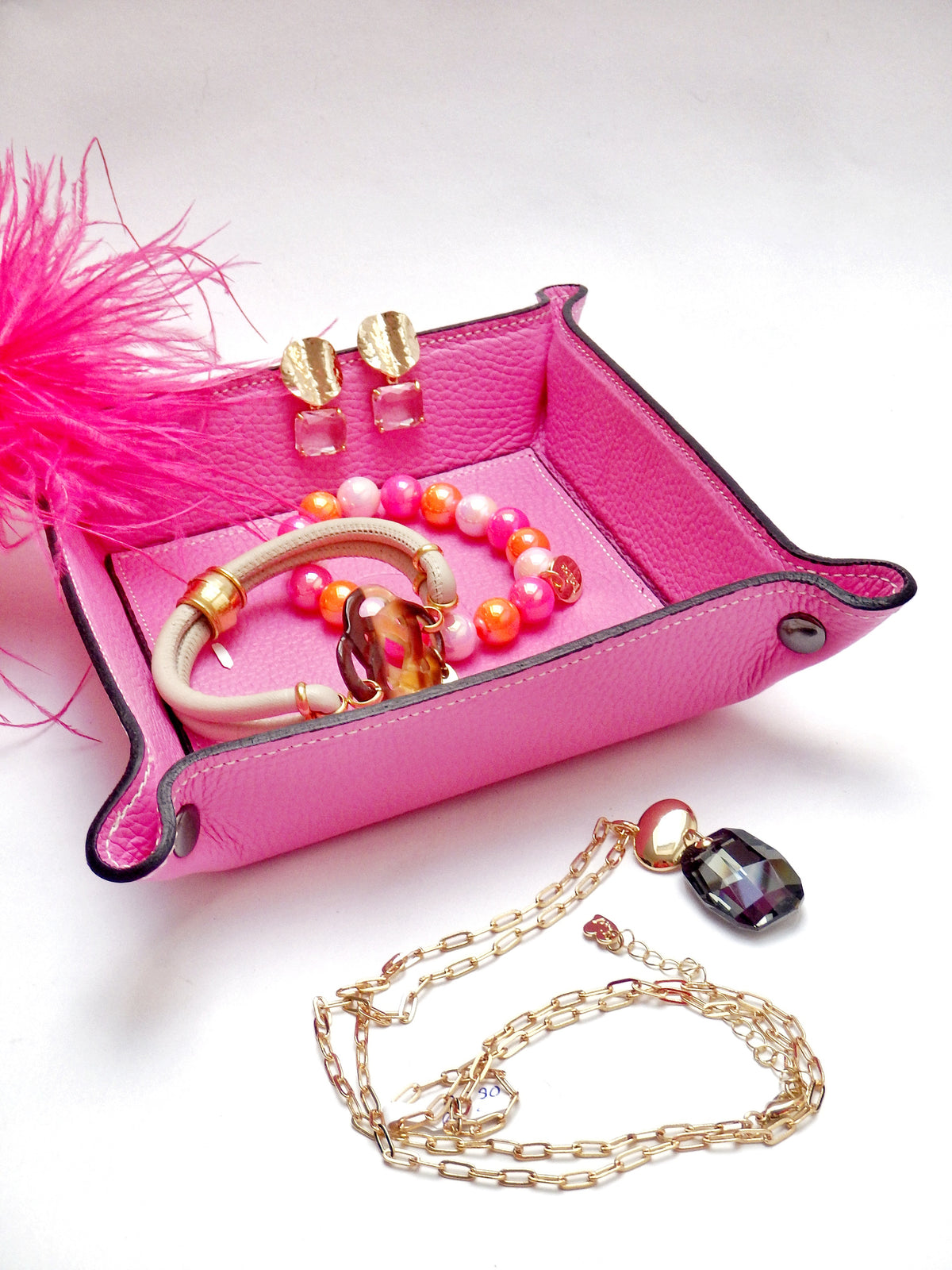 Lederschale/Taschenleerer - Pink
