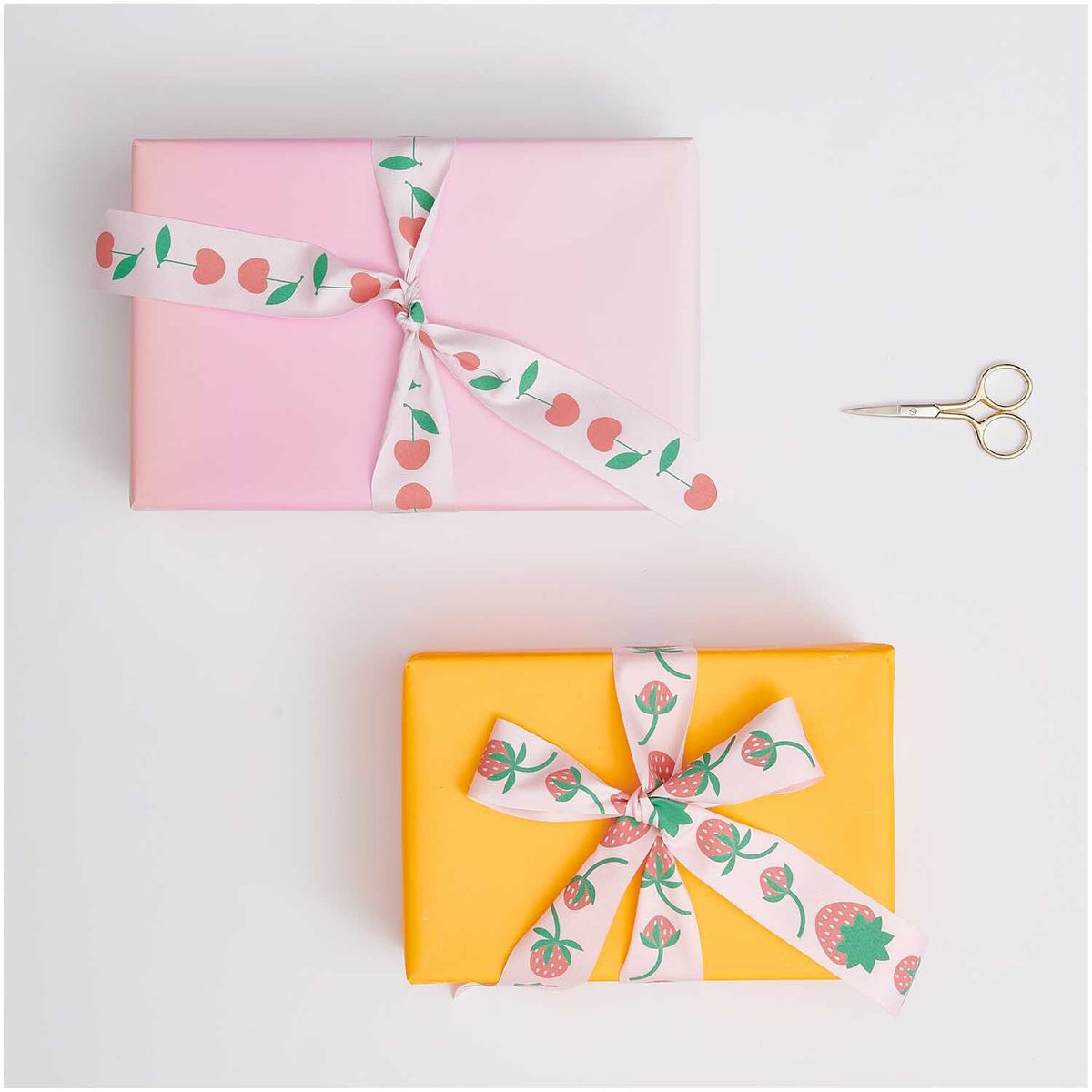 Geschenke Taffband - Rosa/Rote Kirschen