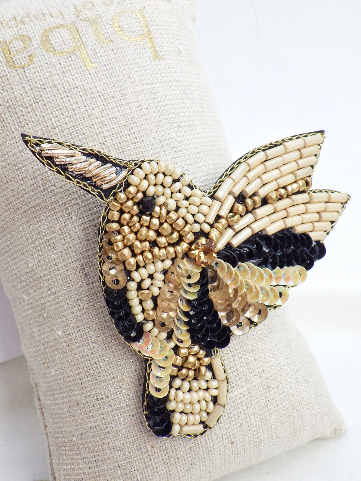 Kolibri - Brosche Beige-Braun