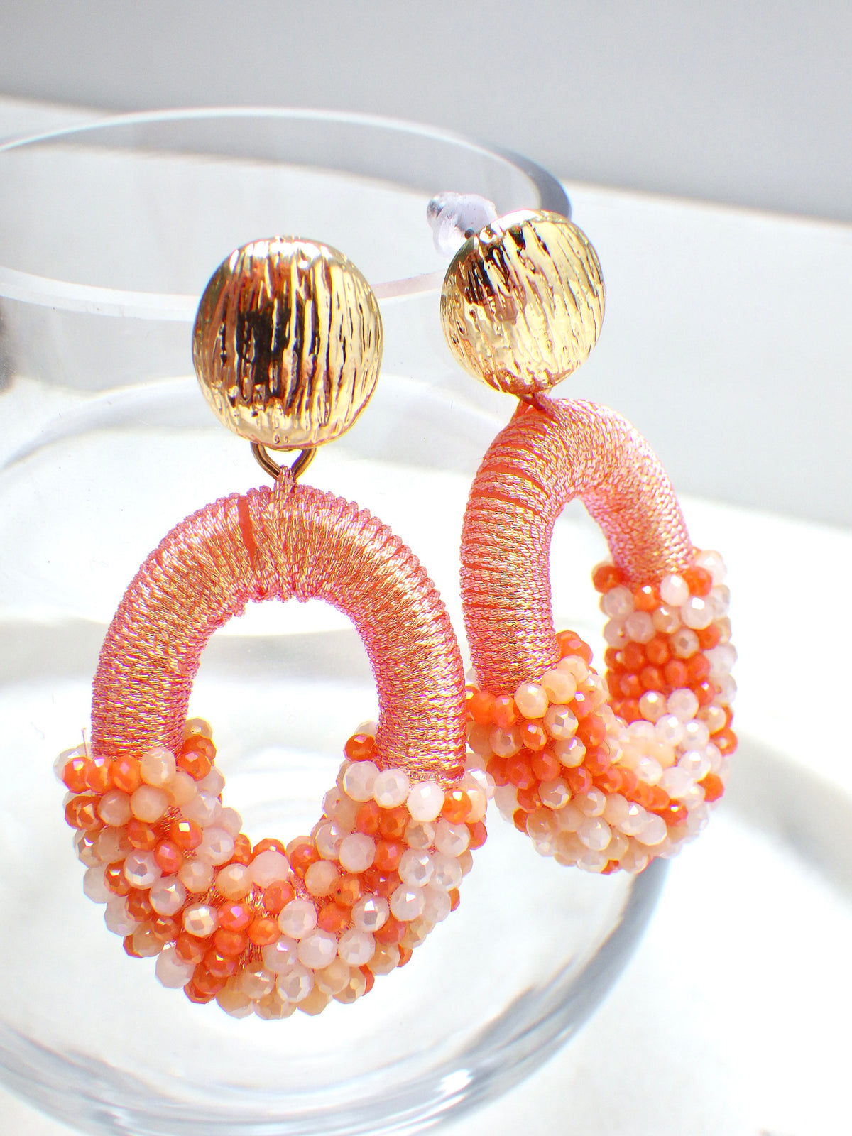 SALE - Ohrringe Orange/Weiß #30