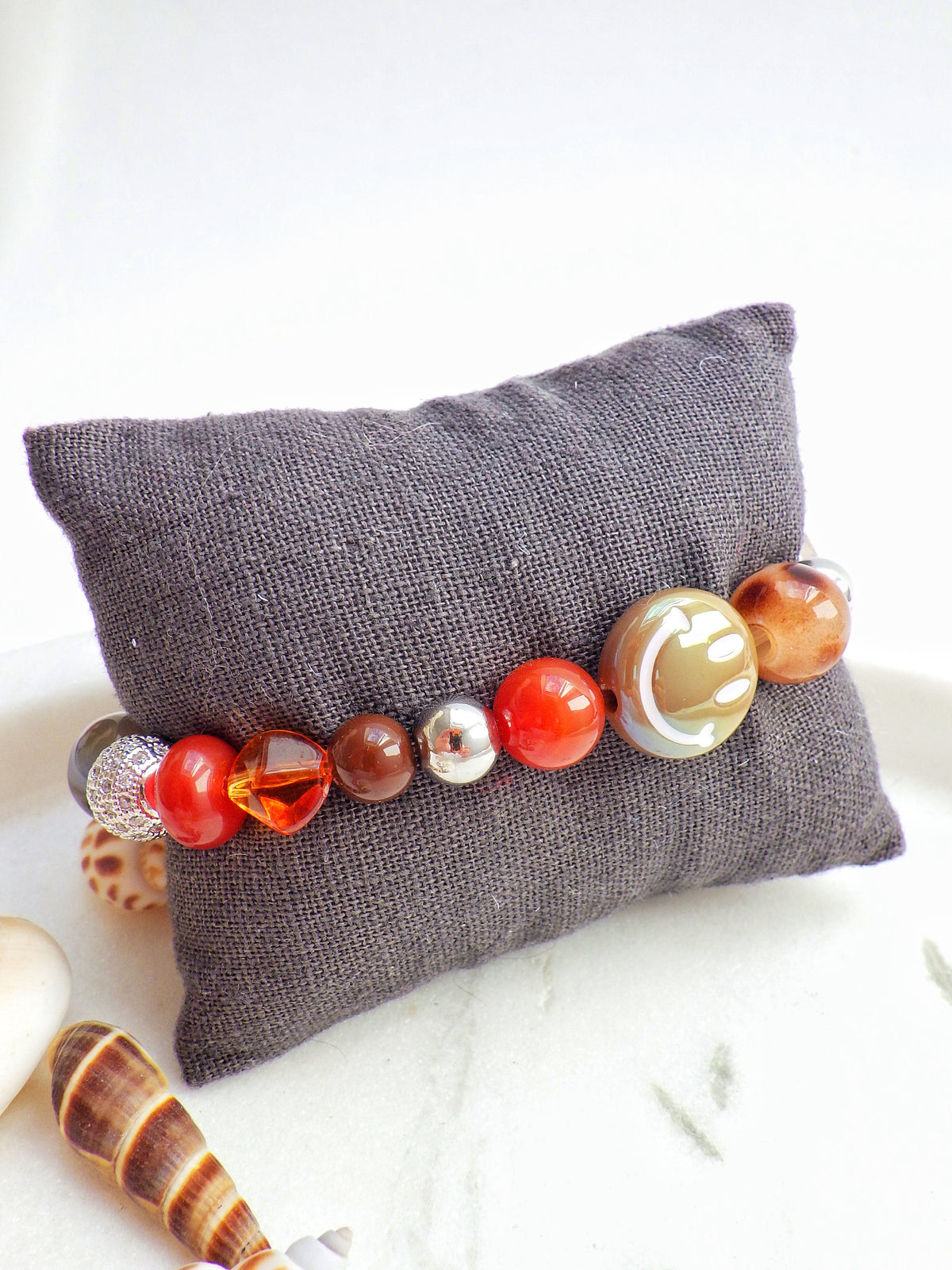 SALE - Armband - Herbstfarben mit Smiley