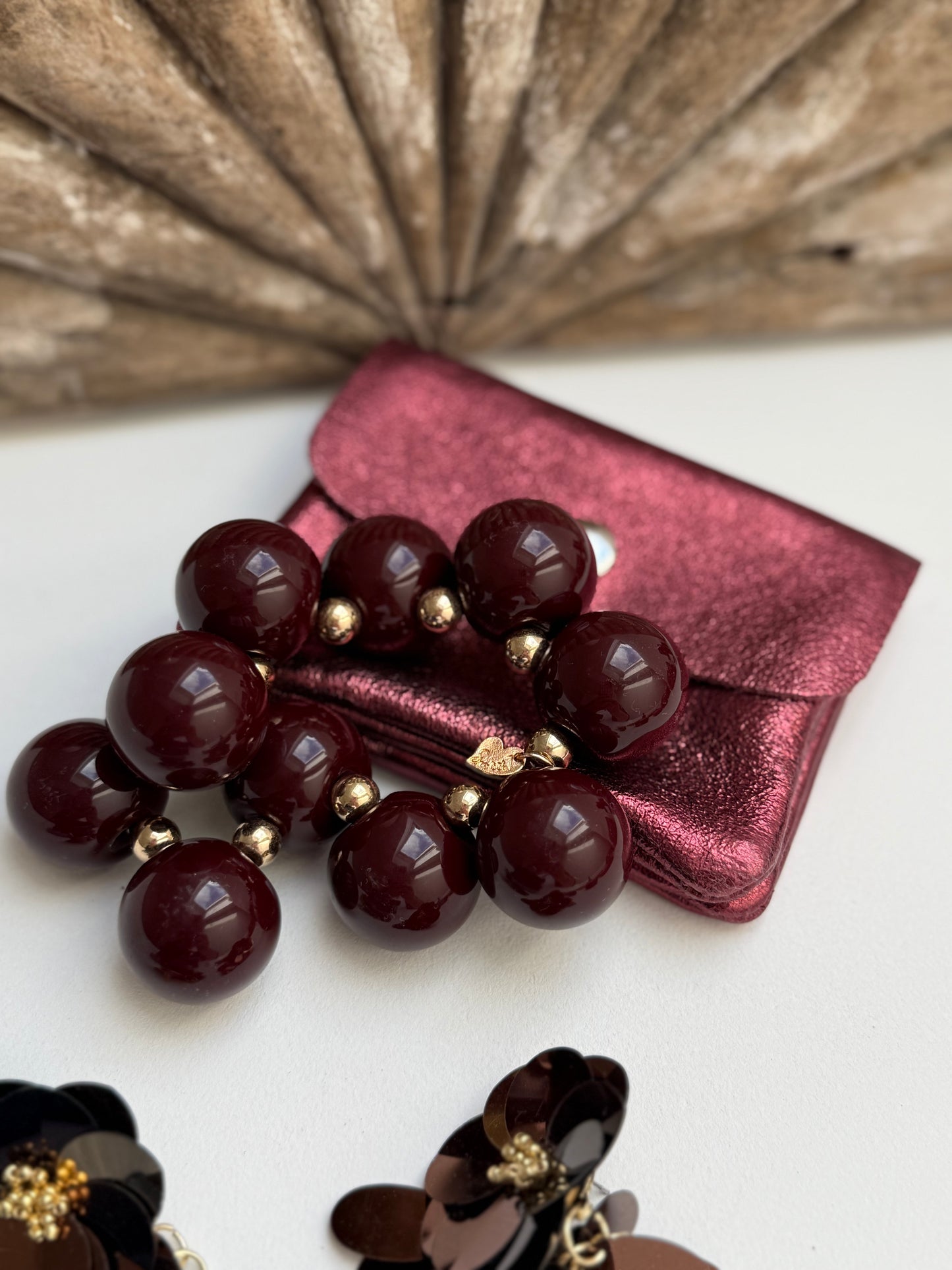 Leder-Portemonnaie - Rot Metallic