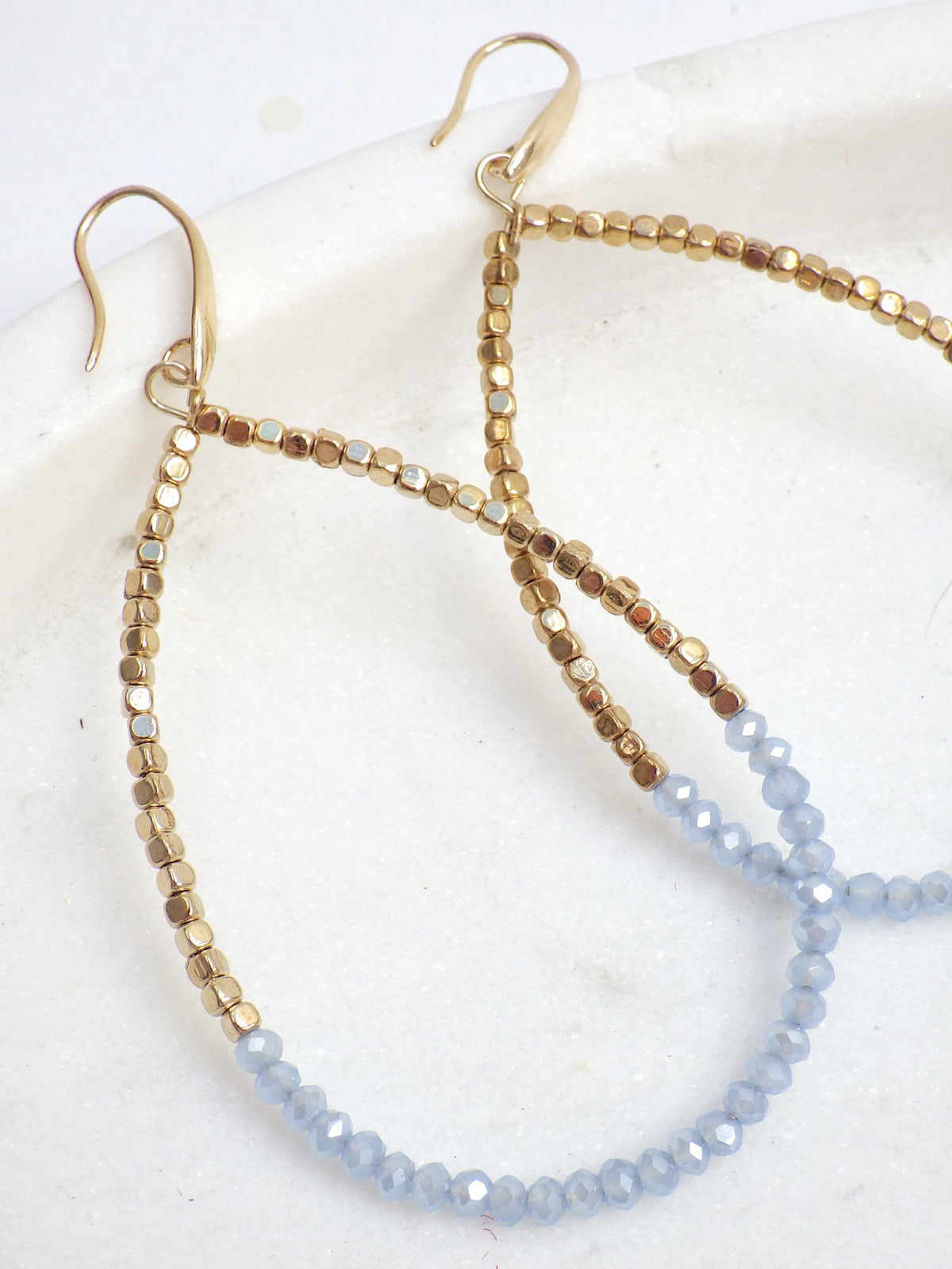⭐️ Ohrring - Oval Blau-Gold