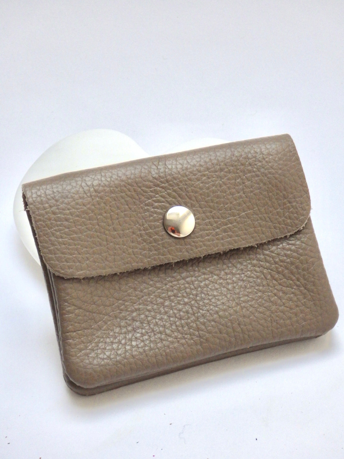 Leder-Portemonnaie - Taupe