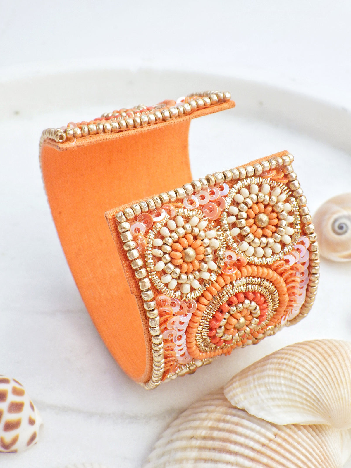 SALE - Armreif - Orange mit Kreisen #06