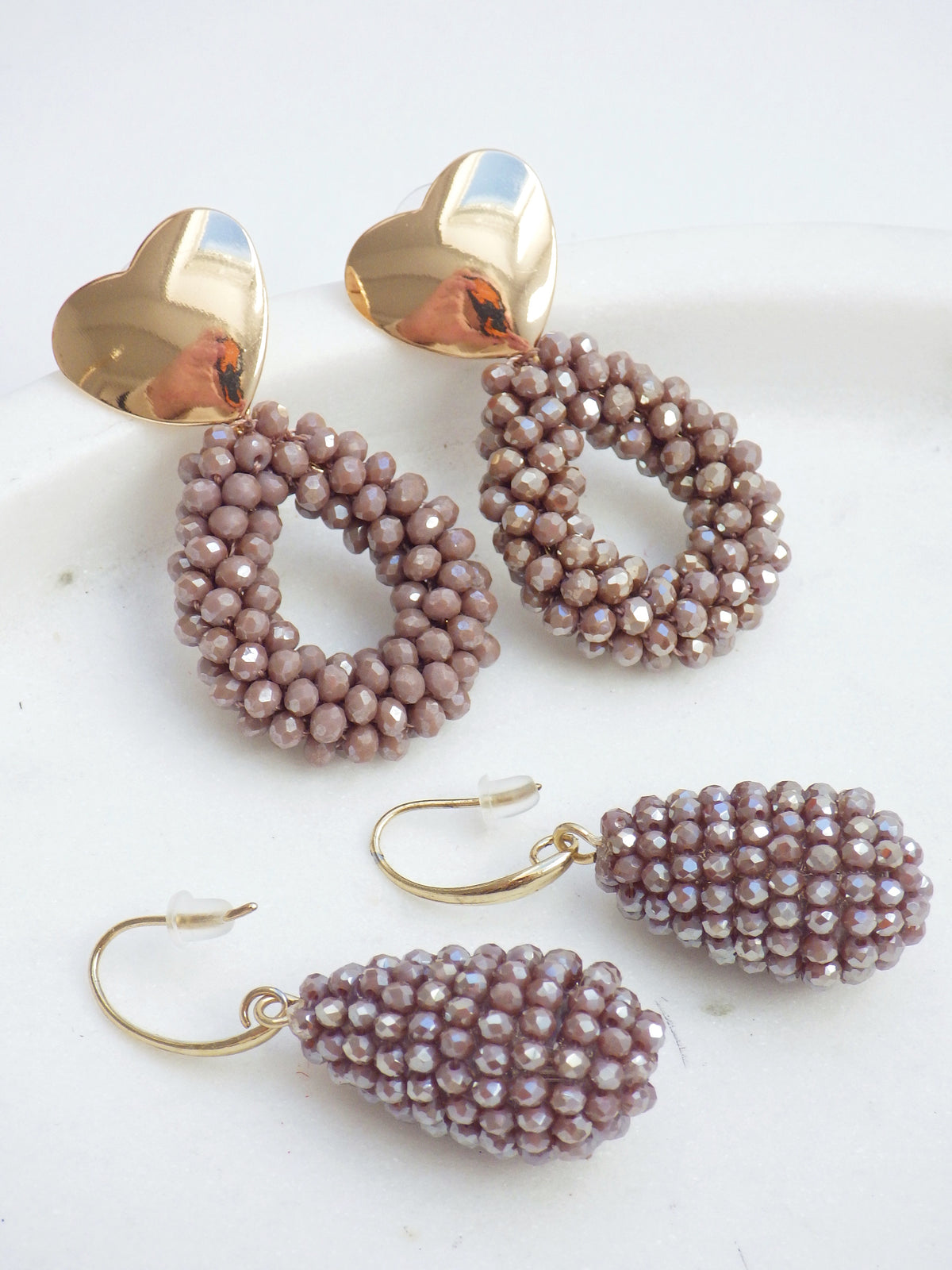 SALE ⭐️ Ohrring - Perlen mit Herz Braun
