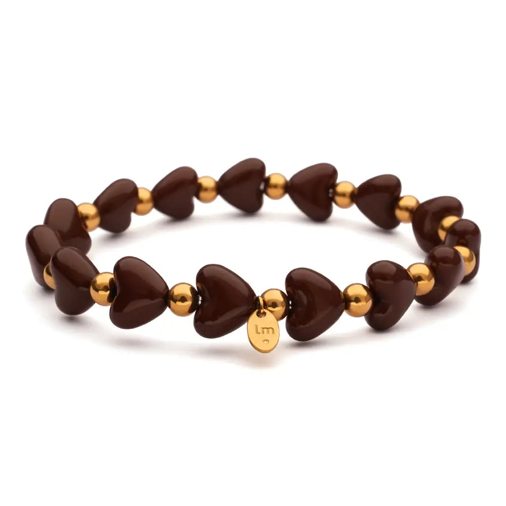 SALE - Lot 83 - Armband Herzen Braun