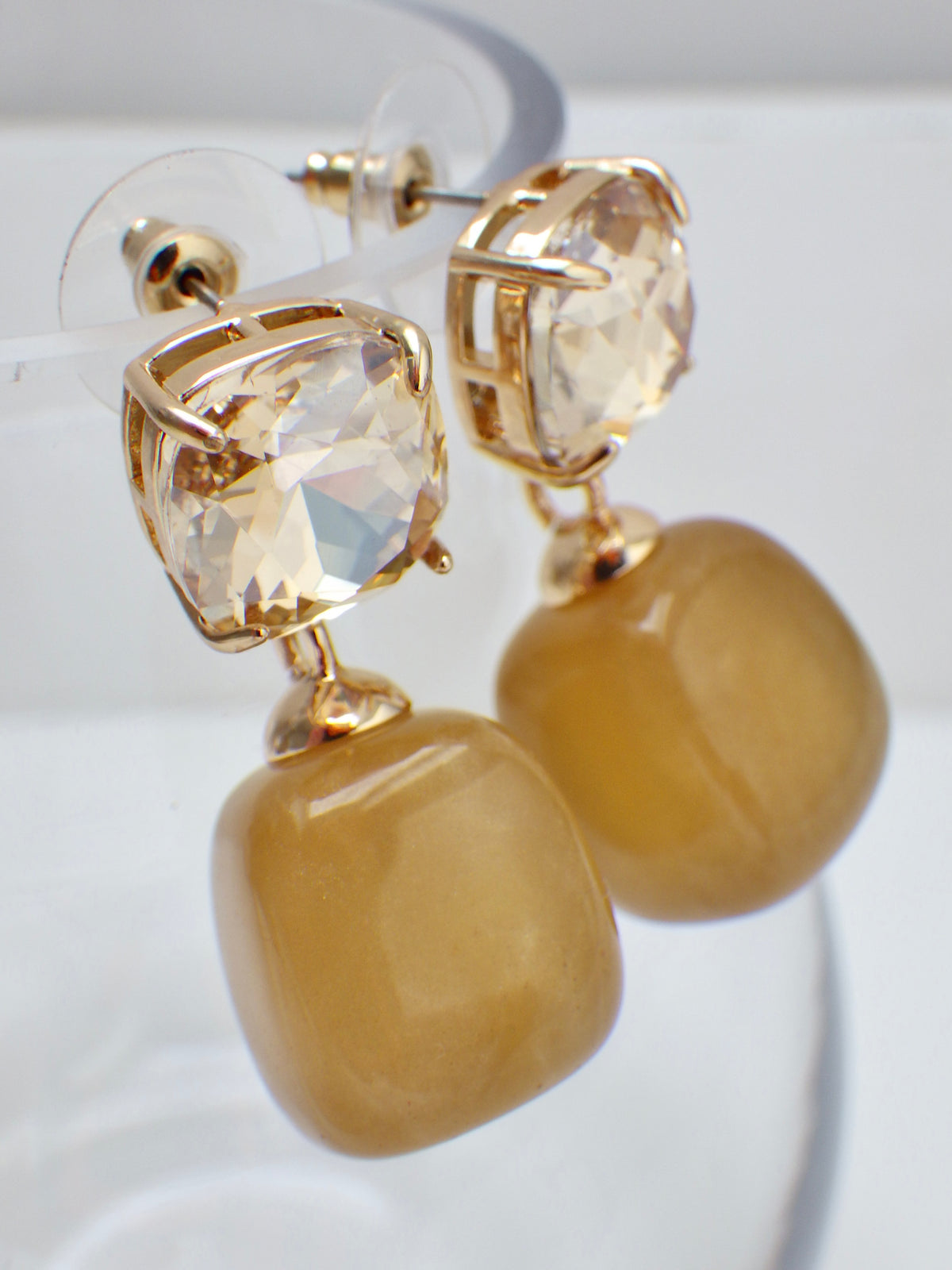 SALE - Ohrringe Kleiner Hänger Goldgrün #23