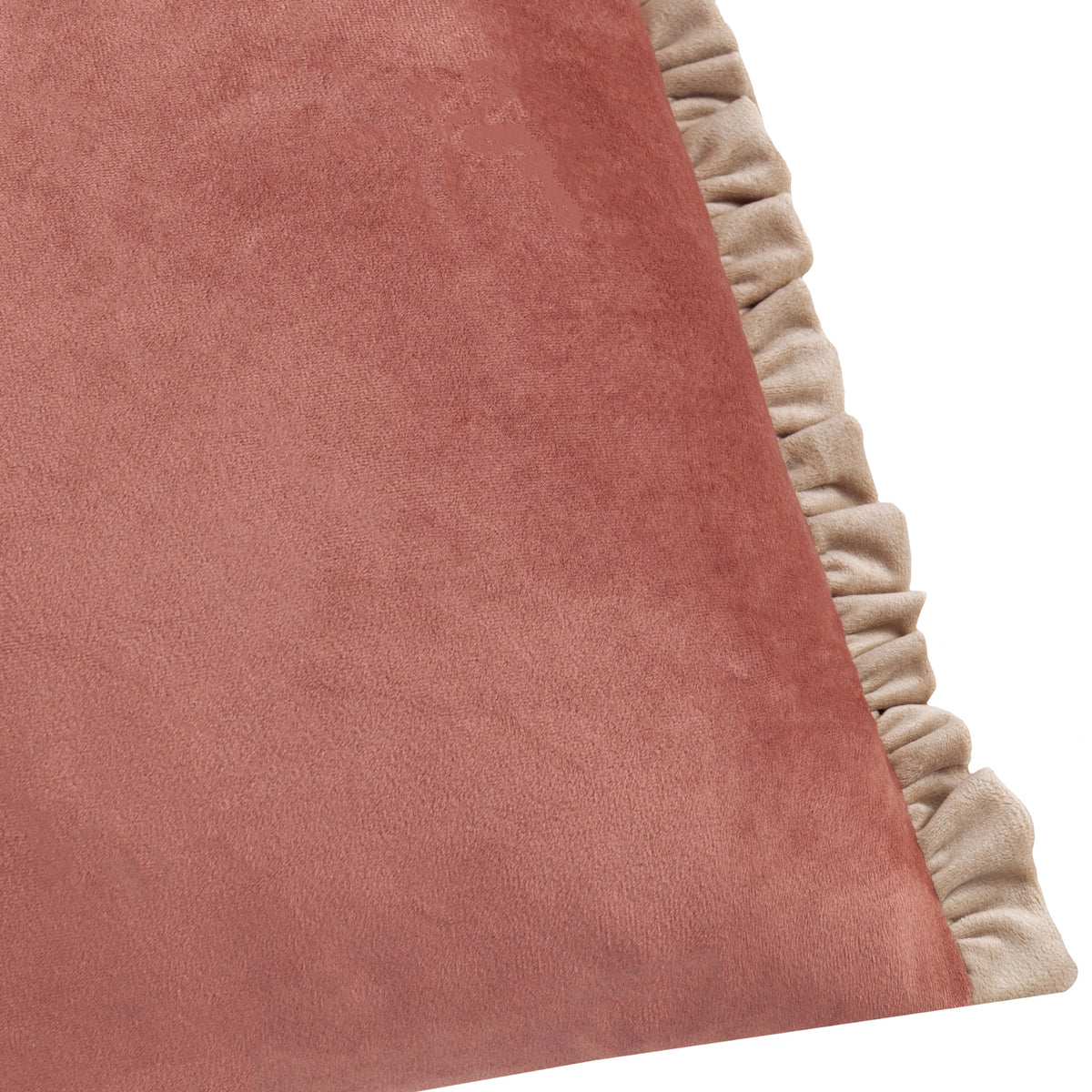 SALE - Kissenhülle Rosa Samt mit Volant