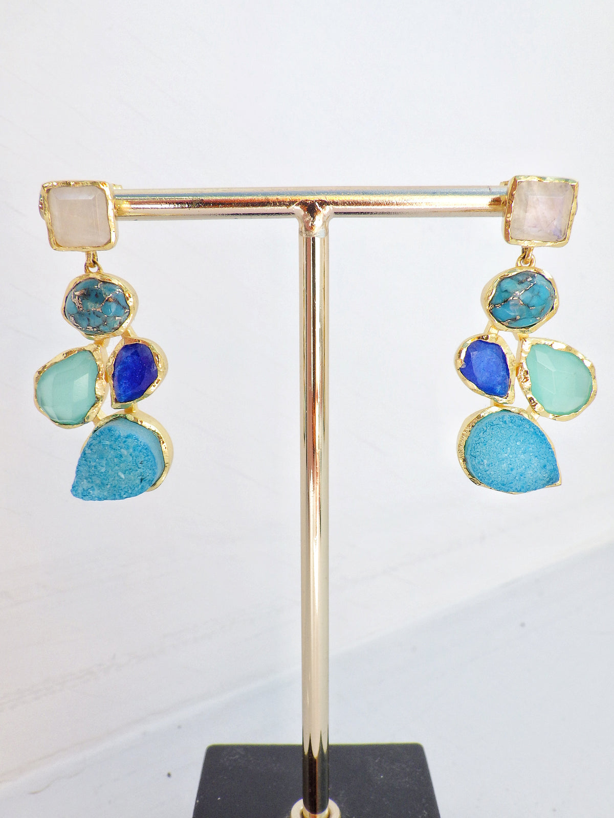 SALE ⭐️ Ohrringe - Hänger Ungeschliffene blaue Stein