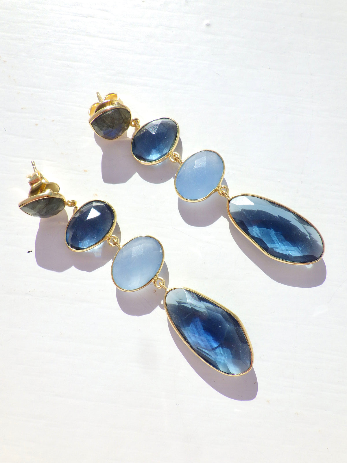 SALE ⭐️ Ohrringe - Länglicher Hänger - blaue Stein