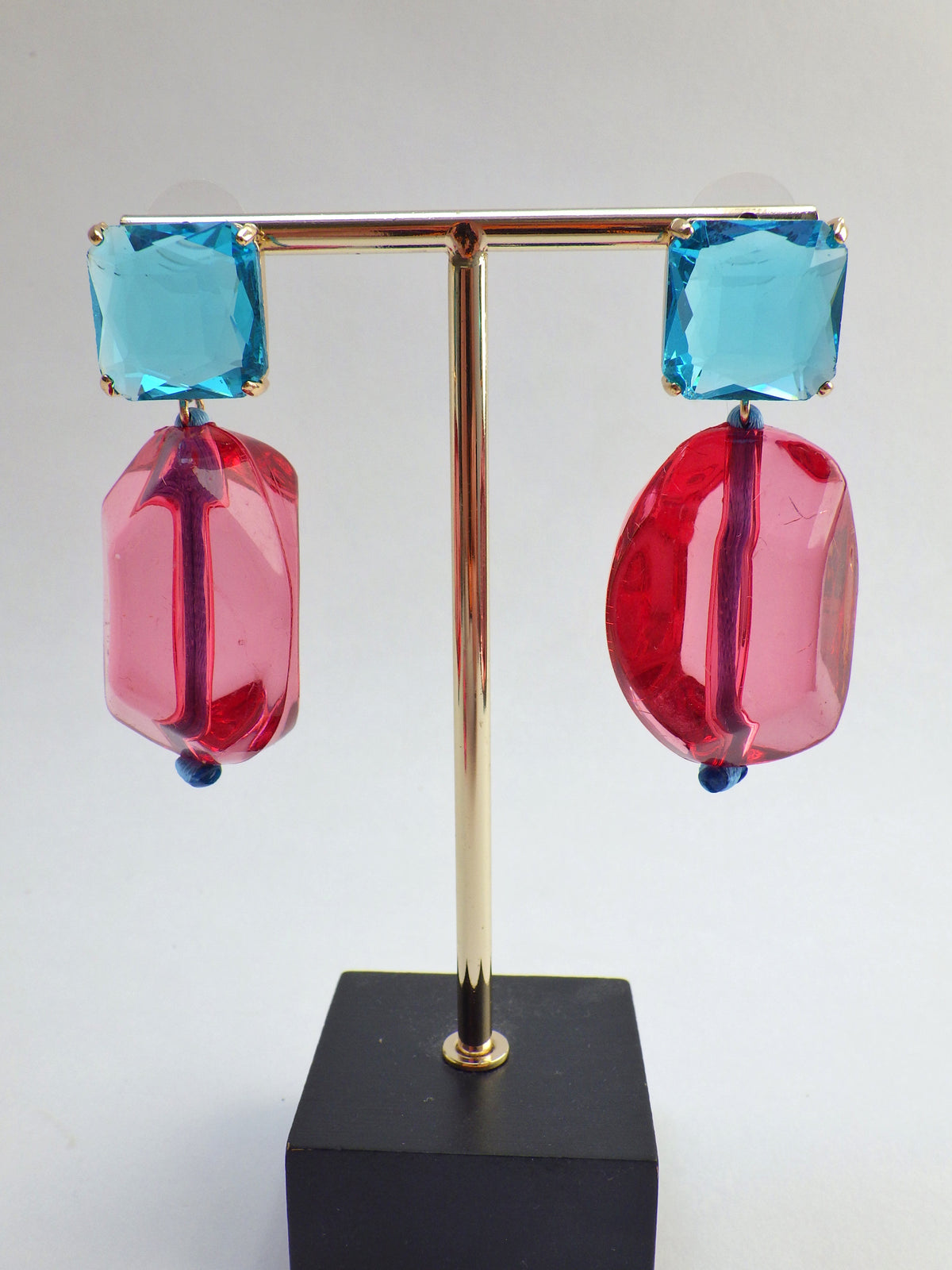 SALE - Ohrringe - „Klunker“ Blau/Pink