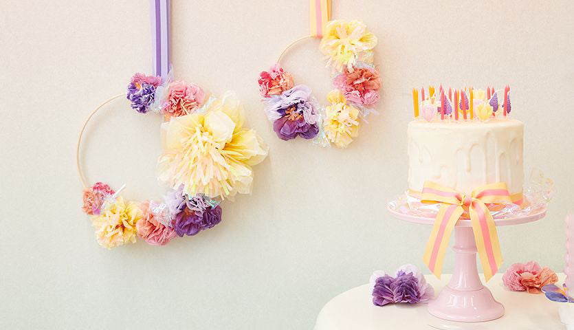 Geschenke Webband - Neonpink/Gelb gestreift