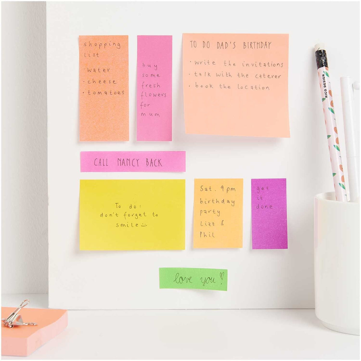 Haftnotizen - Neonpink/Neonorange/Neonrosa