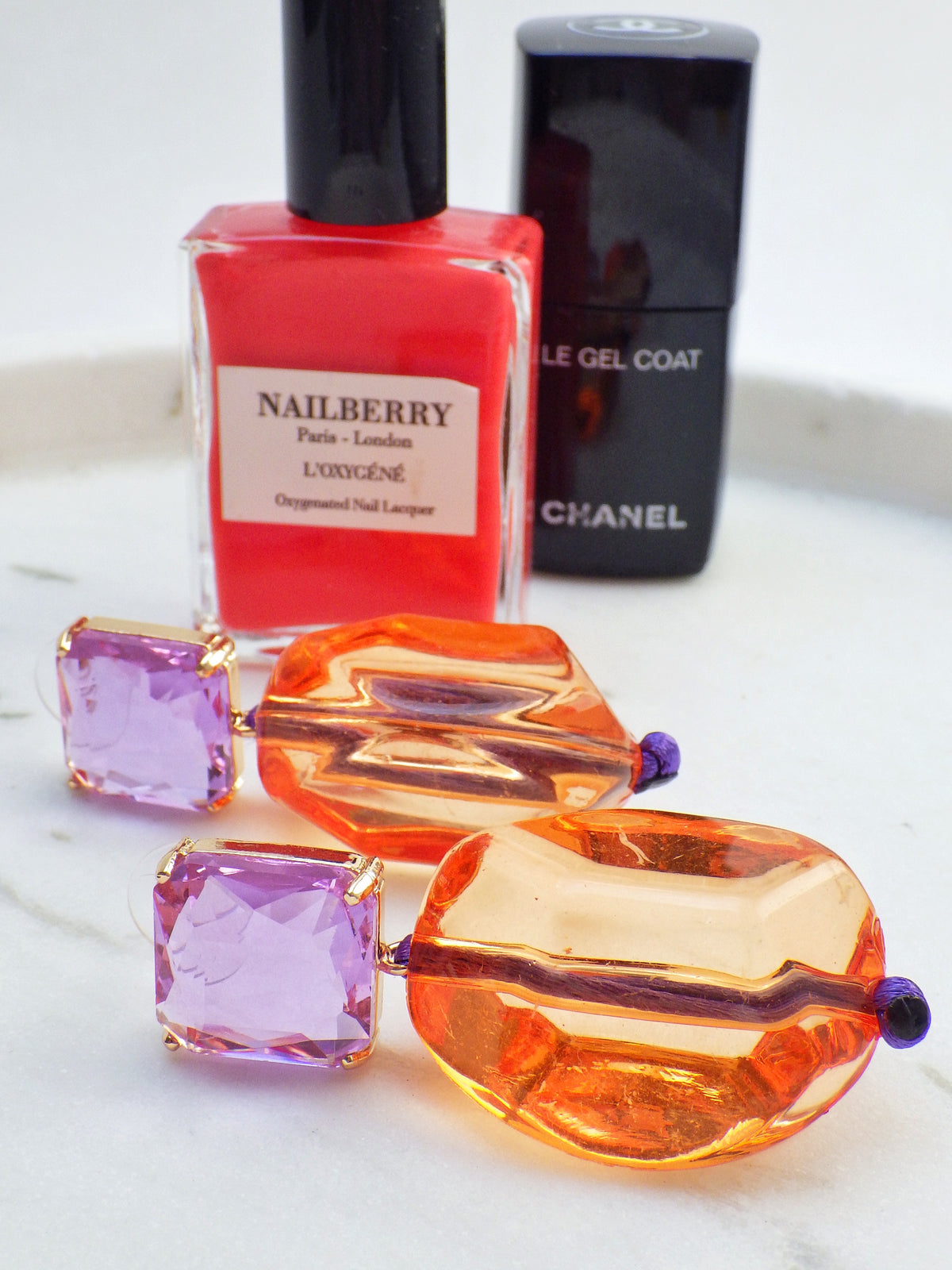 SALE - Ohrringe - „Klunker“ Lila/Orange