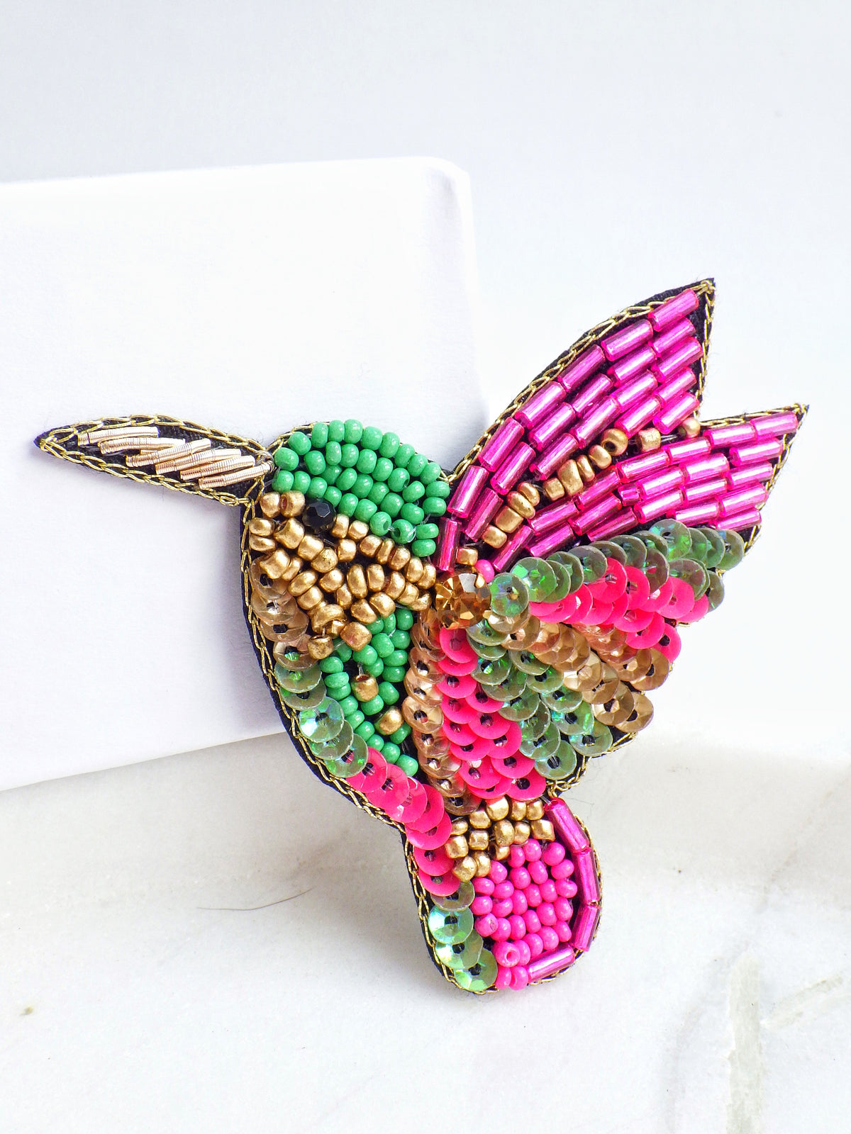 Kolibri - Brosche Pink/Grün