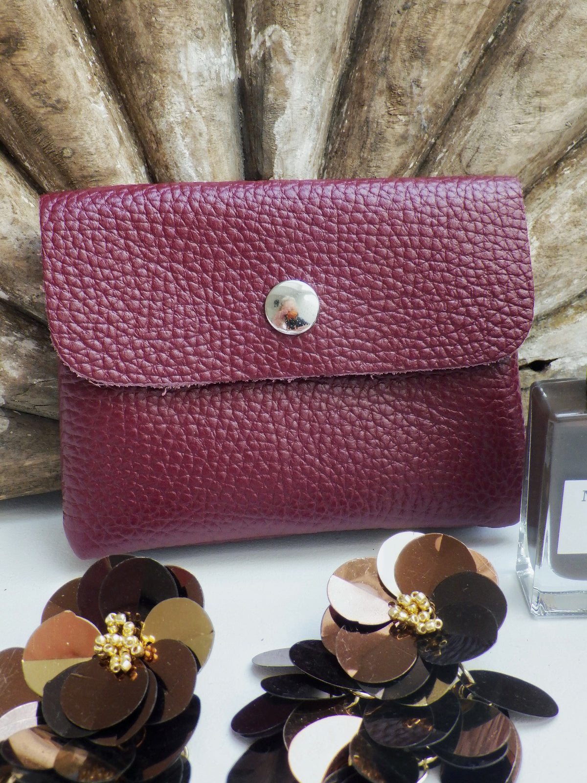 Leder-Portemonnaie - Merlot