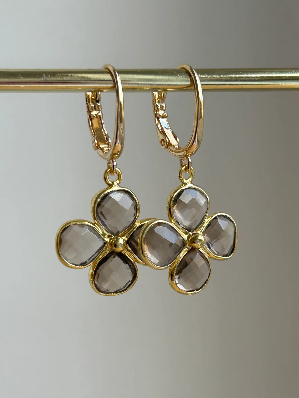 SALE ⭐️ Ohrringe - Hänger Faris Glücksklee Rauchquarz