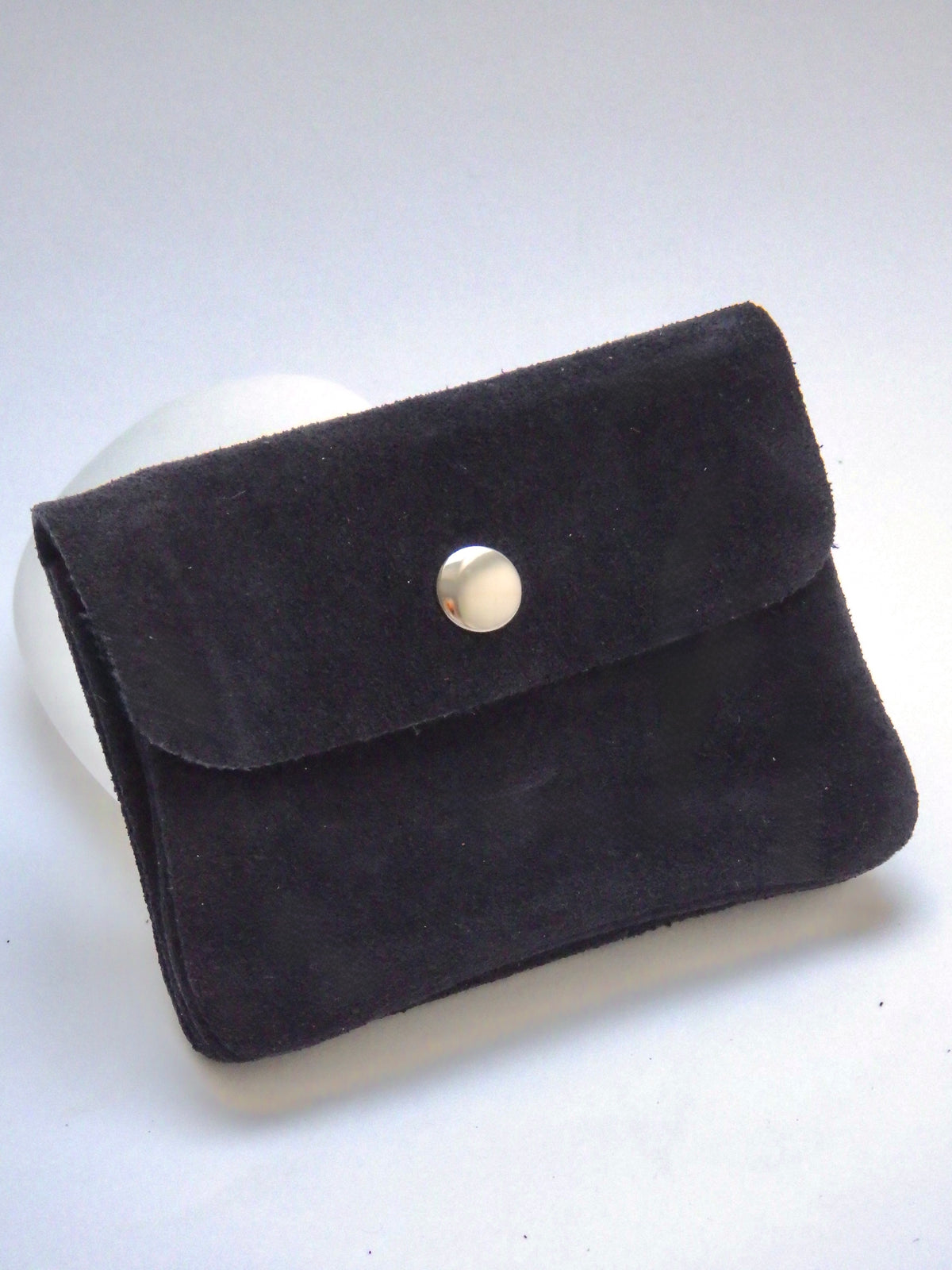 Leder-Portemonnaie - Wildleder - Ganz Dunkelbraun