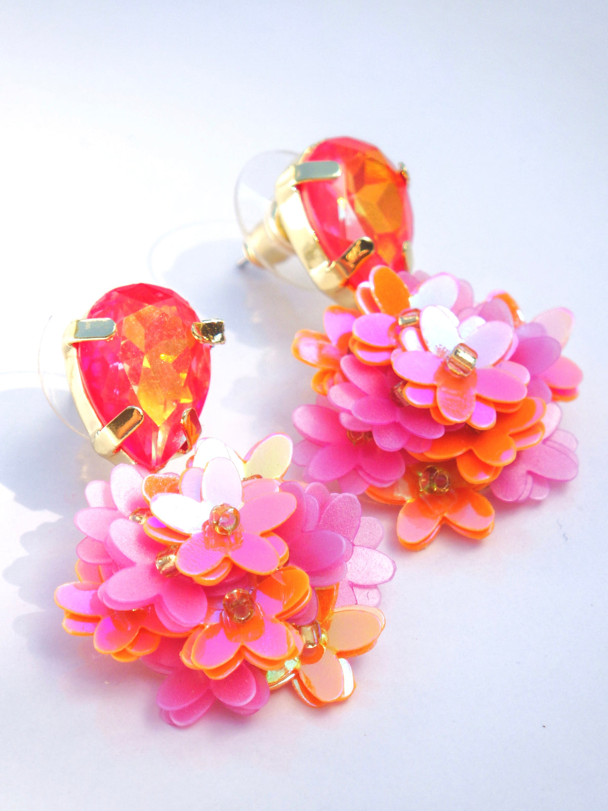 SALE - ⭐️ Ohrringe - Hänger mit pink/orangen Blüten