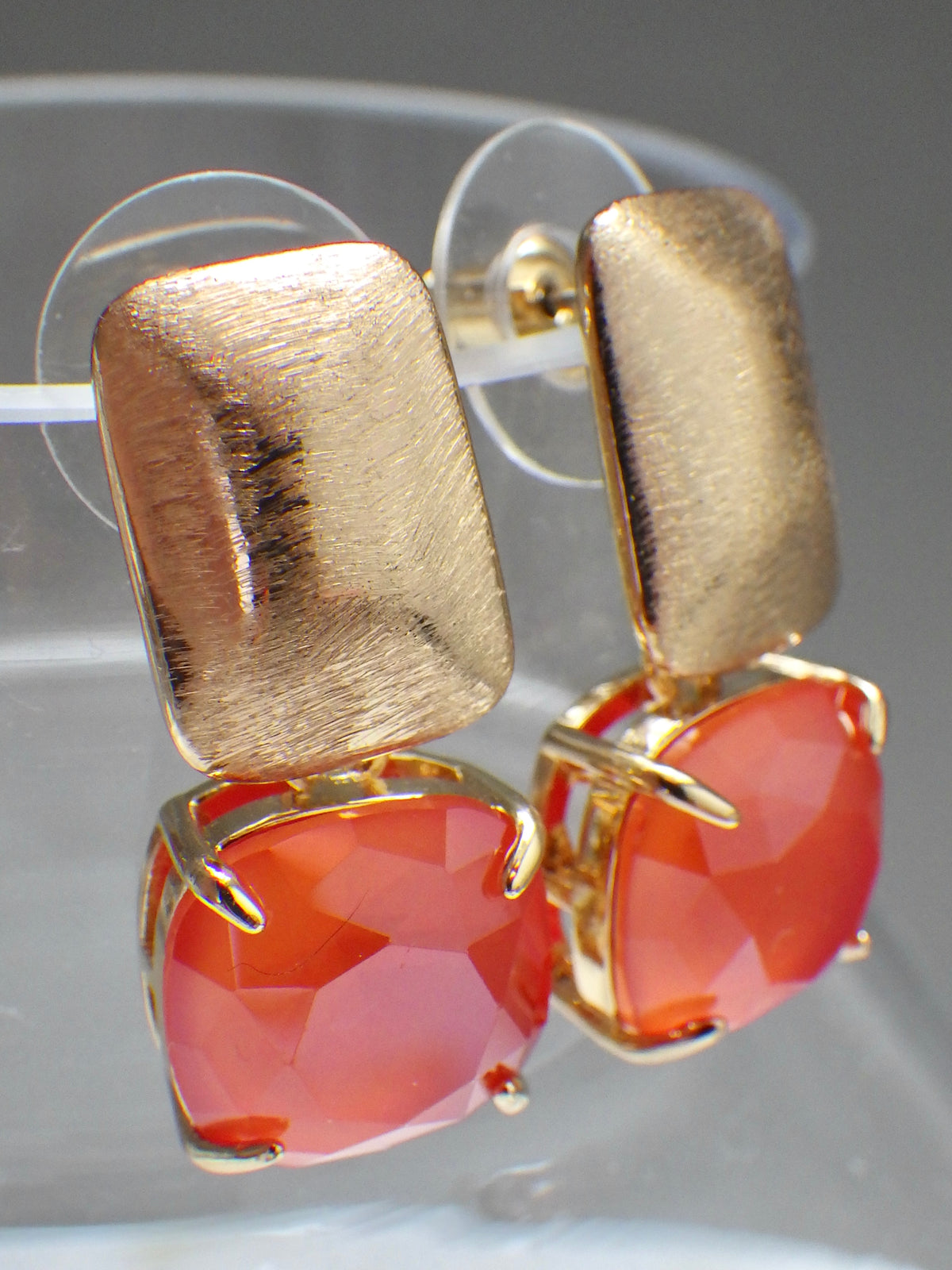 SALE ⭐️ Klassik 2 - Ohrringe - Stecker Gold - Mattes Orangerot