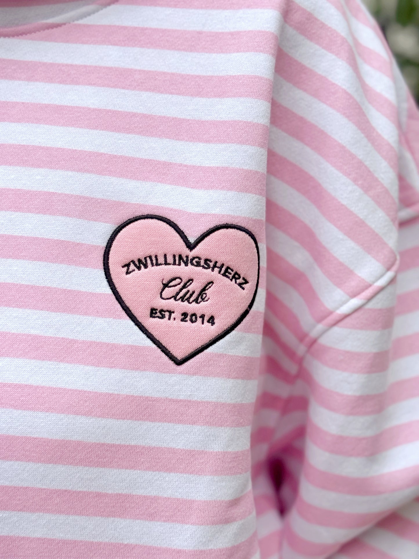 SALE - Zwillingsherz Sweatshirt - Rosaweiß gestreift
