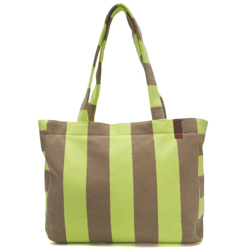 SALE ⭐️ Lot 83 - Neongrün/Braun Frottee gestreift - Strandshopper